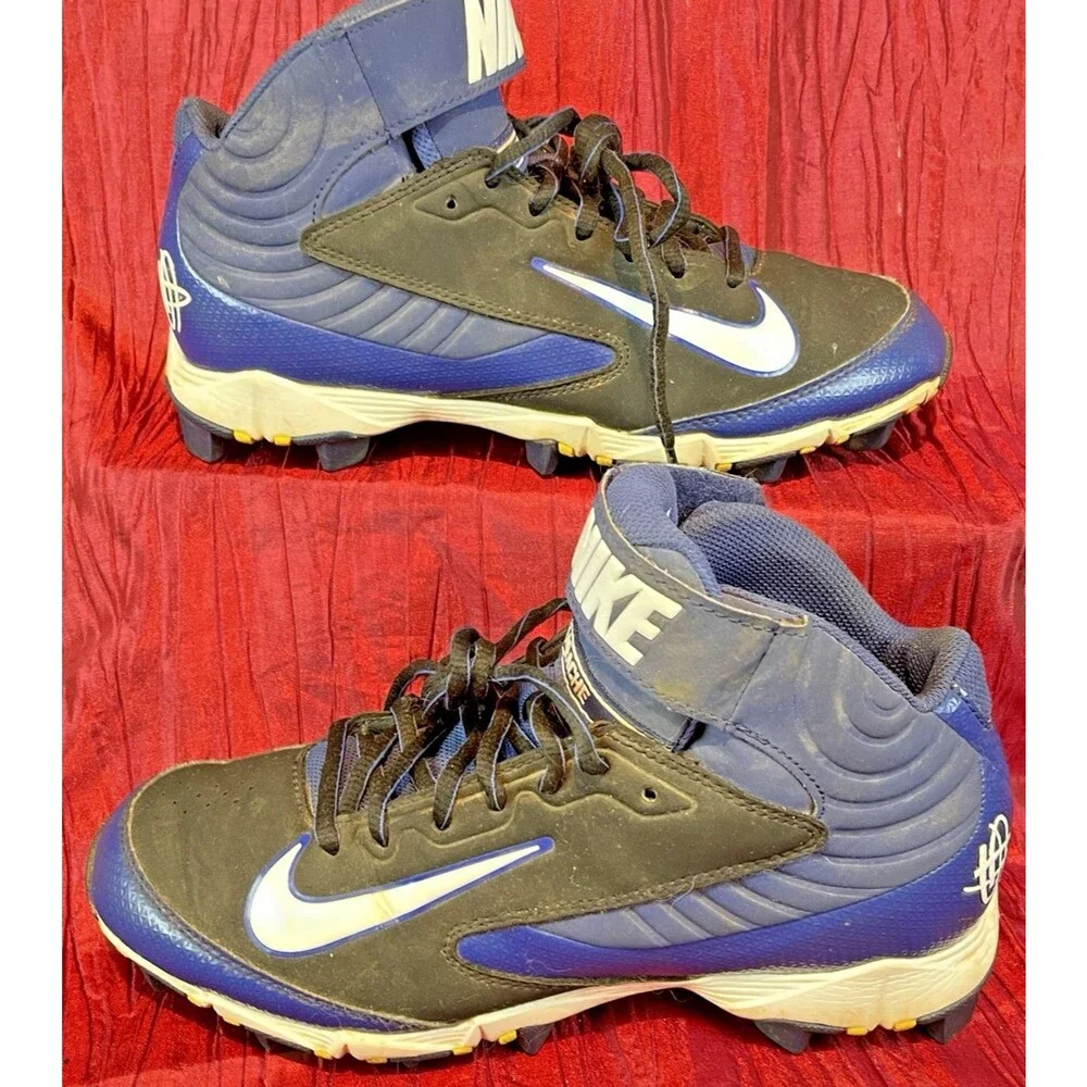 Mens Nike Alpha Huarache Black/Blue Football /Lacrosse Cleats sz 8.5